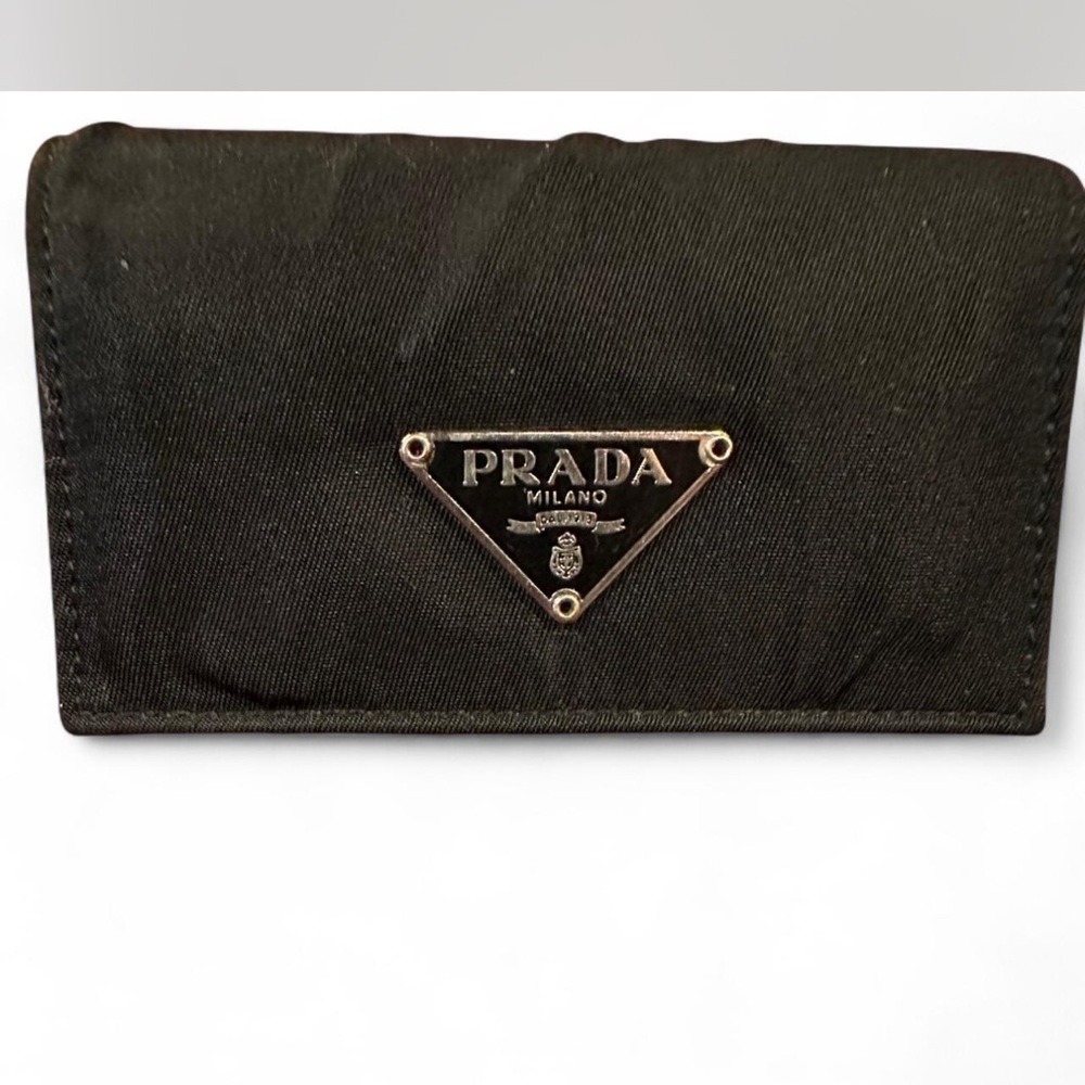 Prada Black Nylon Key Holder with Triangle Logo Plate